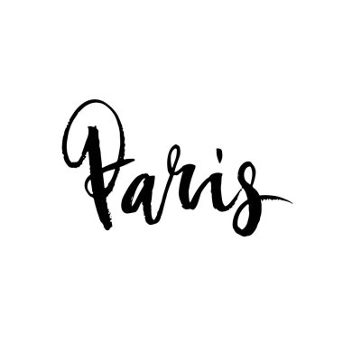 Tasarımınız için özel el yazısı posteri. Yaratıcı tipografi. Paris yazılı el çizimi tebrik kartı. Turizm ve seyahat.