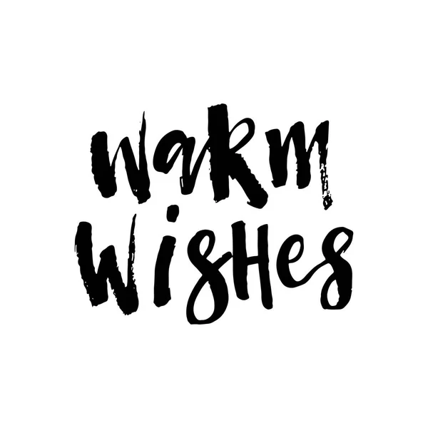 Warm wishes brush script lettering. Vector words hand painted with ink. — 스톡 벡터