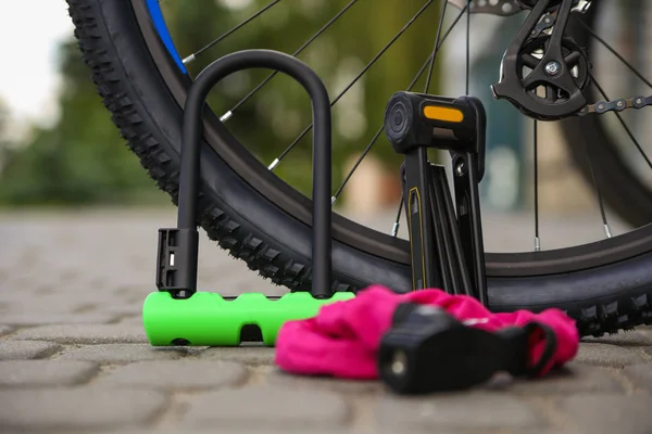 Cerraduras Para Bicicletas Bicicleta Bloqueo —  Fotos de Stock