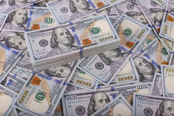 Amerikaanse Dollars Honderd Bankbiljetten Veel Dollars Close — Stockfoto