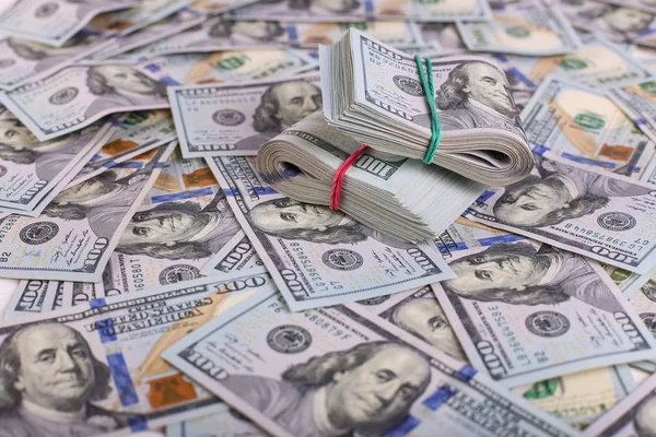 Amerikanska Dollar Hundra Sedlar Hel Del Dollar Närbild — Stockfoto