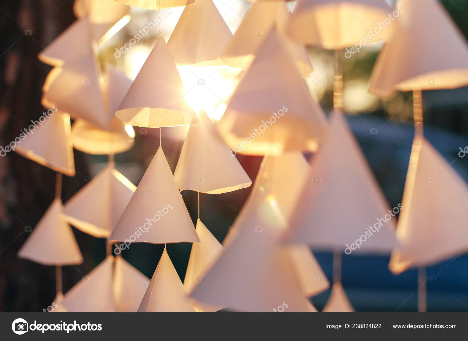 Original Wedding Decoration Hanging Ceiling Stock Photo