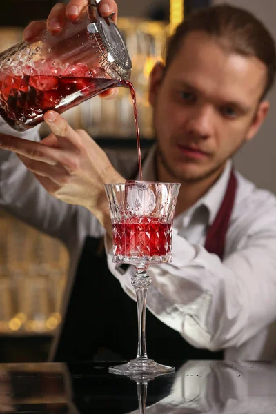 Cocktail Alcolico Fresco Rosso Cocktail Vecchio Stile — Foto Stock