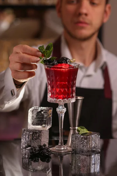 Cocktail Alcolico Fresco Rosso Cocktail Vecchio Stile — Foto Stock