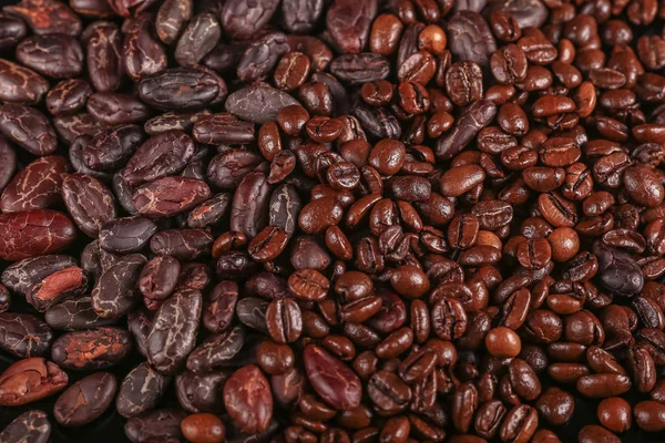 Roasted Beans Cocoa Beans Coffee Beans Isolated Black Background — Stock Photo, Image