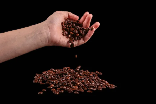 Roasted Beans Coffee Beans Isolated Black Background — Stock Photo, Image