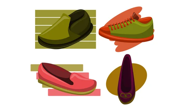 Ensemble Vectoriel Modèle Retour École Chaussures — Image vectorielle