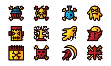 Cadılar Bayramı kutlama simge kümesi şablon