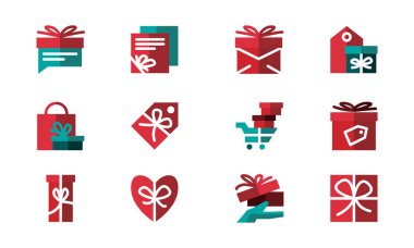 Hediyelik kutu Set şablon vektör tasarımı