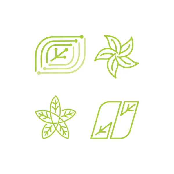 Hoja Logotipo Diseño Vector Plantilla Set — Vector de stock