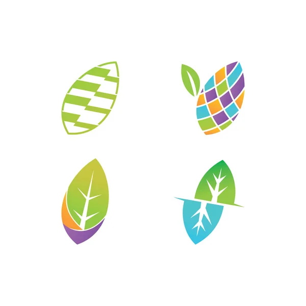 Набір векторних шаблонів дизайну логотипу листя — стоковий вектор