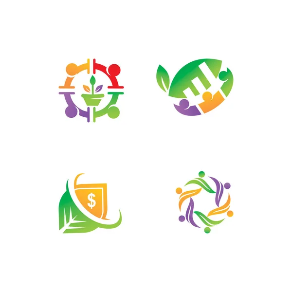 Folha Logo Design Vector Template Set — Vetor de Stock