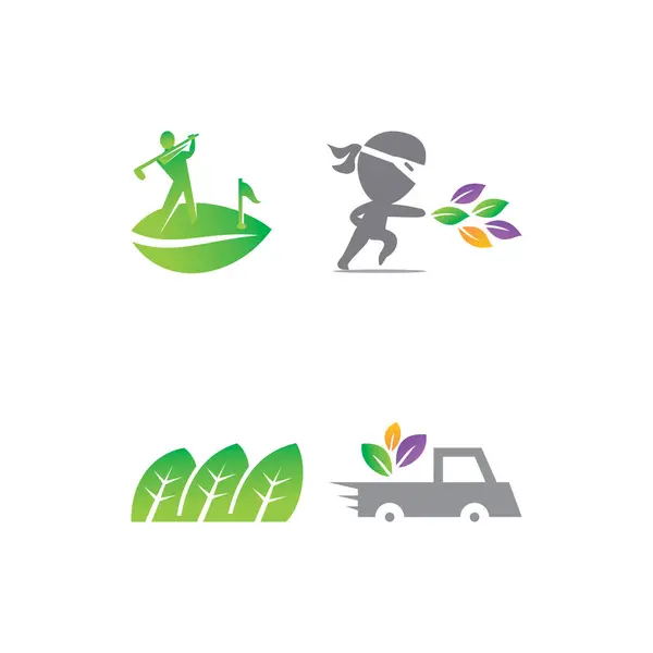 Leaf Logo Design Vector Template Set — Stock Vector