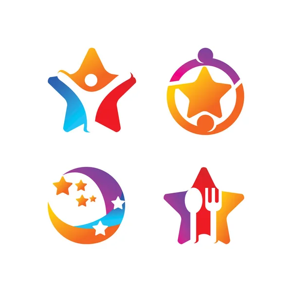 Zestaw szablonów do projektowania logo sukcesu Star — Wektor stockowy