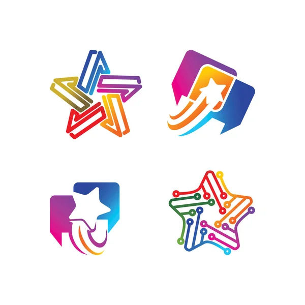 Zestaw szablonów do projektowania logo sukcesu Star — Wektor stockowy
