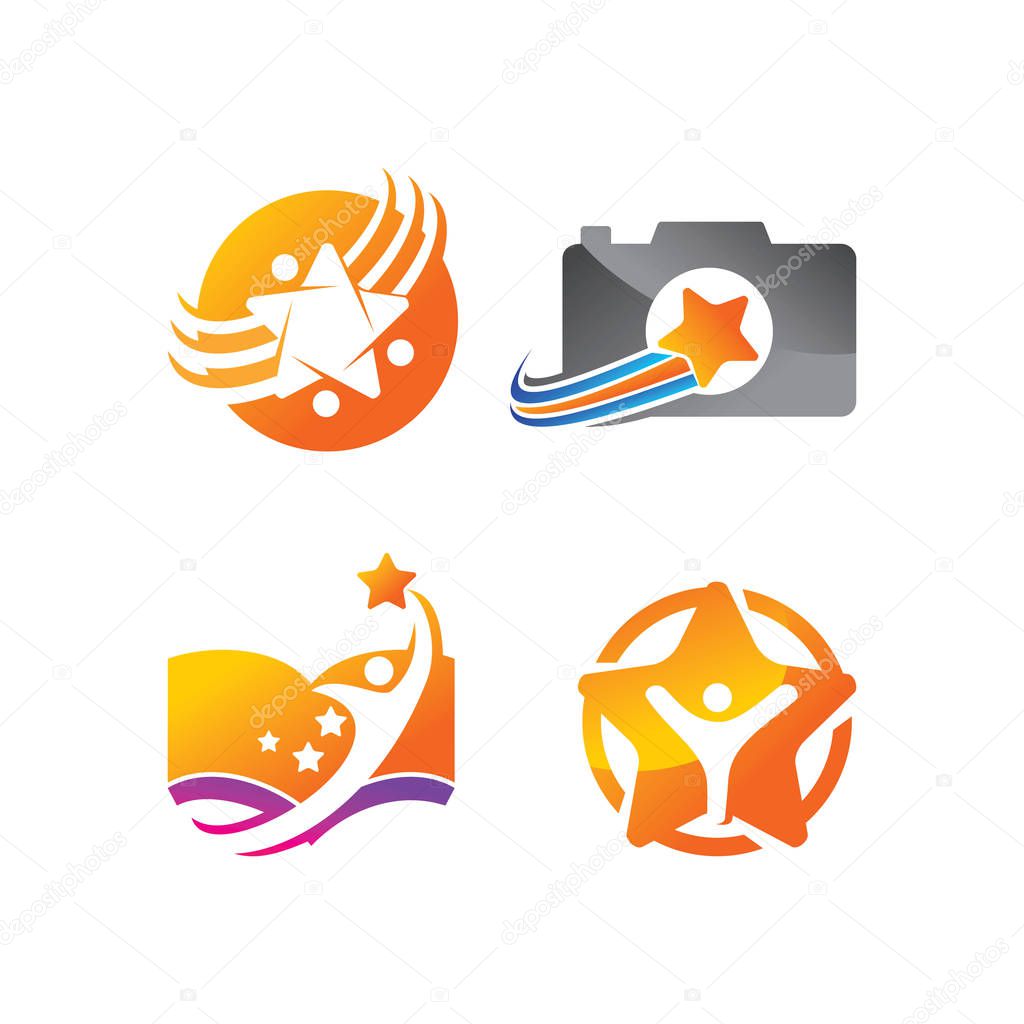 Success Star Logo Design Template Isolated