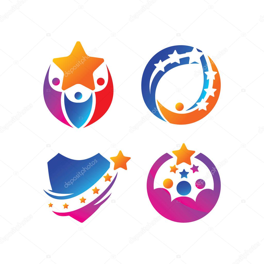 Success Star Logo Design Template Isolated