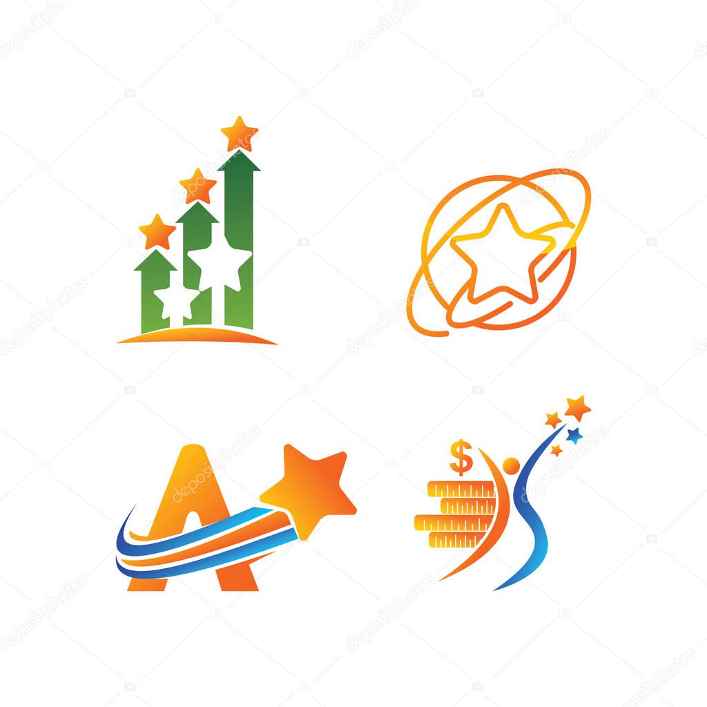 Success Star Logo Design Template Isolated