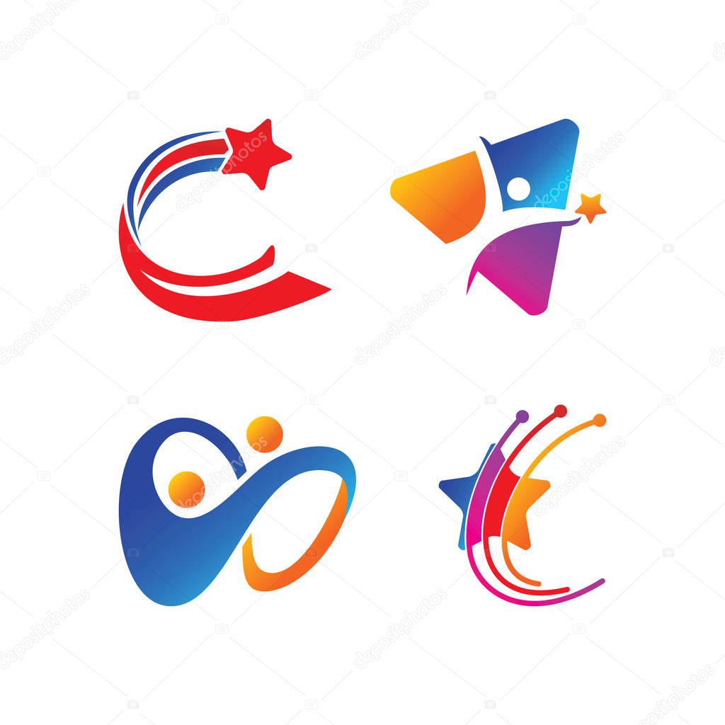 Success Star Logo Design Template Isolated