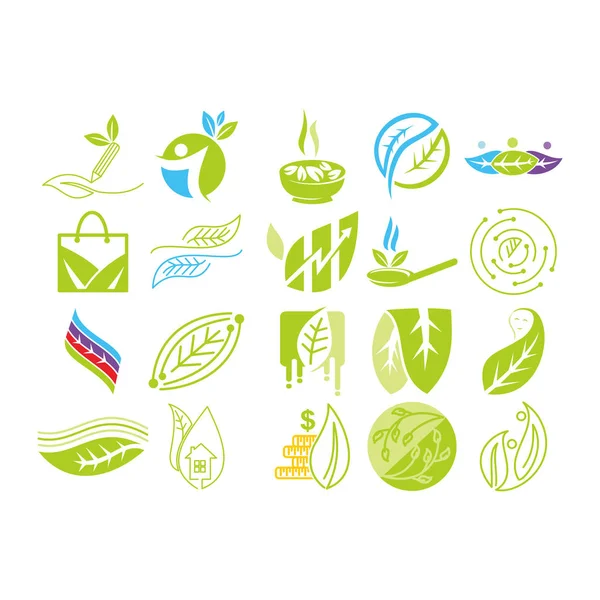 Liść Logo projekt wektor zestaw szablonów — Wektor stockowy