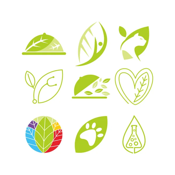 Leaf Logo Design vektor mallen uppsättning — Stock vektor