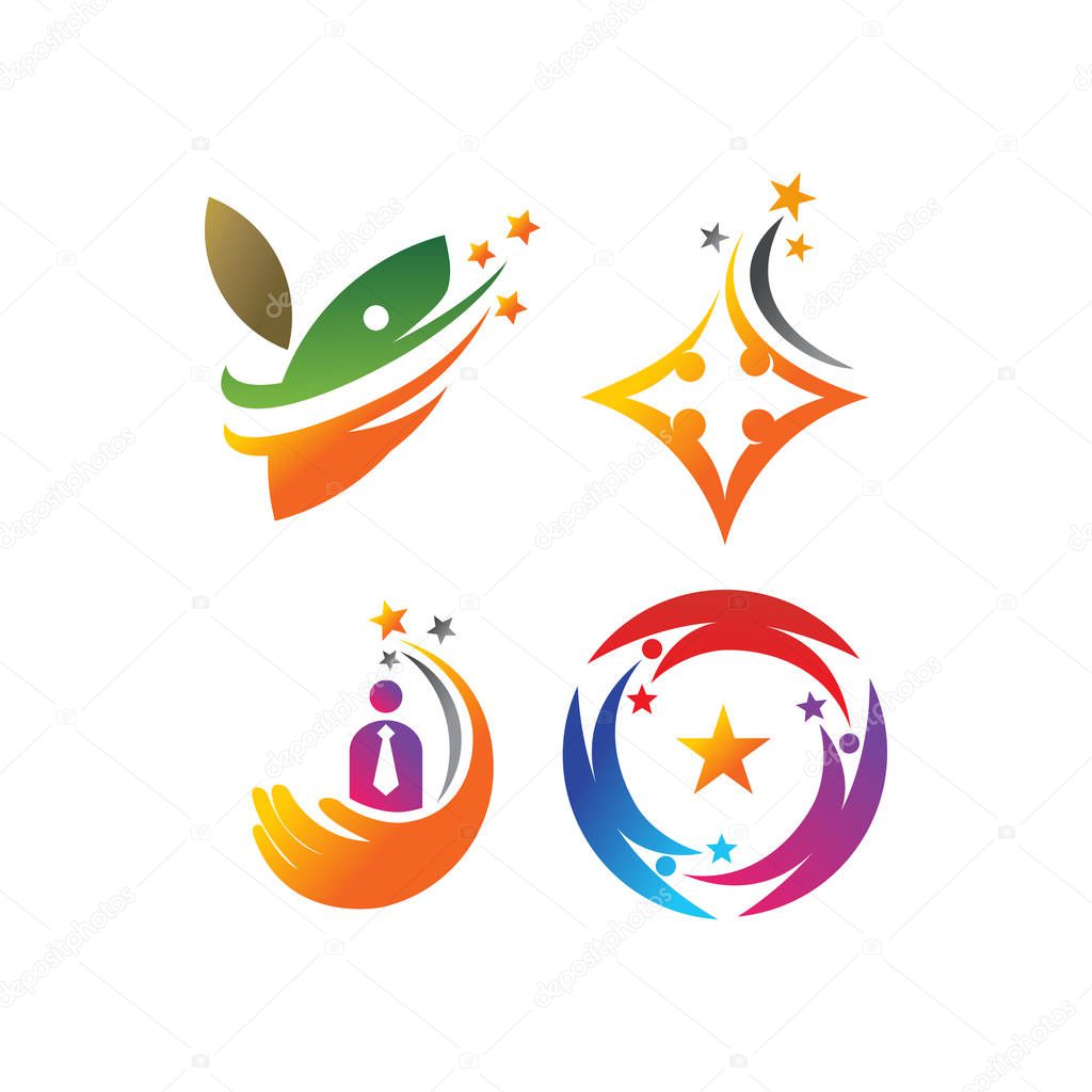 Success Star Logo Design Template Isolated