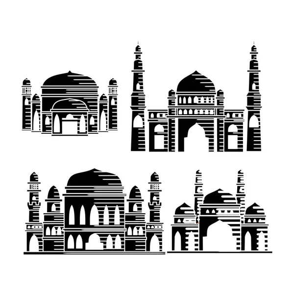 Mosquée icône vecteur Illustration modèle de conception Set — Image vectorielle