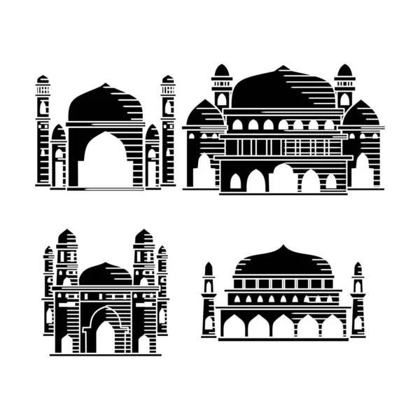 Mosque icon vector Illustration design template Set — Stock Vector