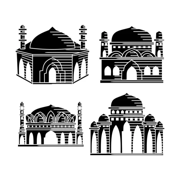 Mesquita ícone vetor Ilustração design modelo Set —  Vetores de Stock