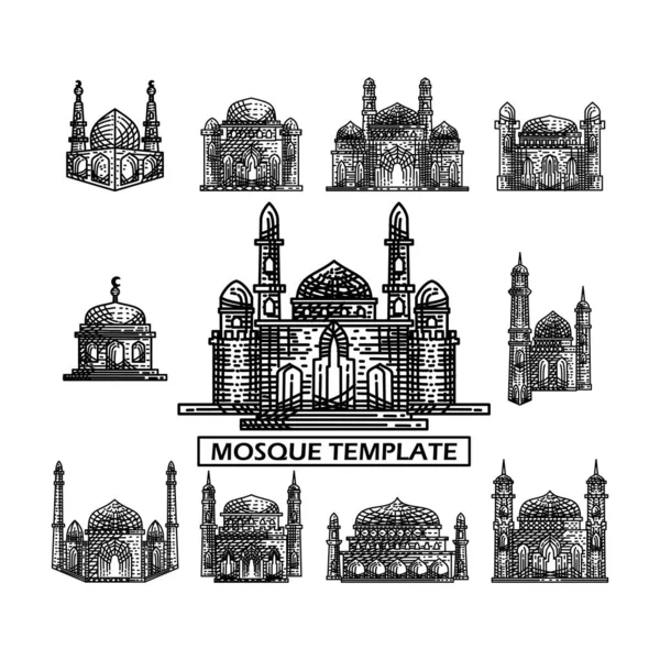 清真寺图标矢量 插图设计模板集 — 图库矢量图片