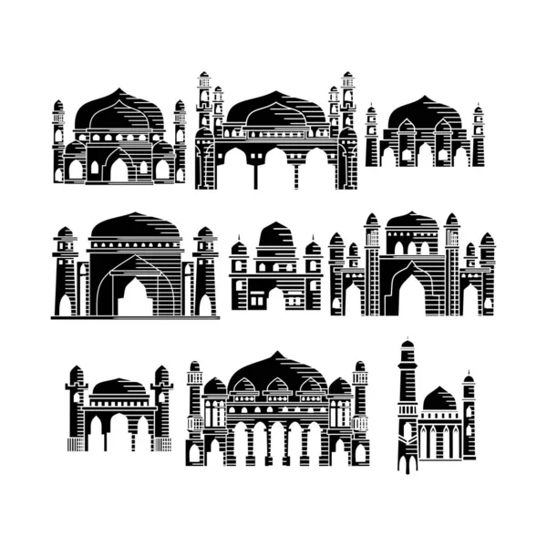 Mosque icon vector Illustration design template Set — Stock Vector