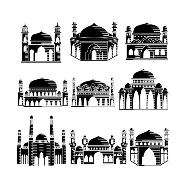 Mesquita ícone vetor Ilustração design modelo Set —  Vetores de Stock