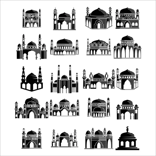 Mesquita ícone vetor Ilustração design modelo Set — Vetor de Stock