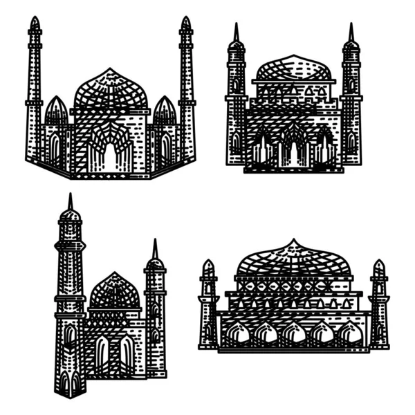 Mesquita ícone vetor Ilustração design modelo Set —  Vetores de Stock