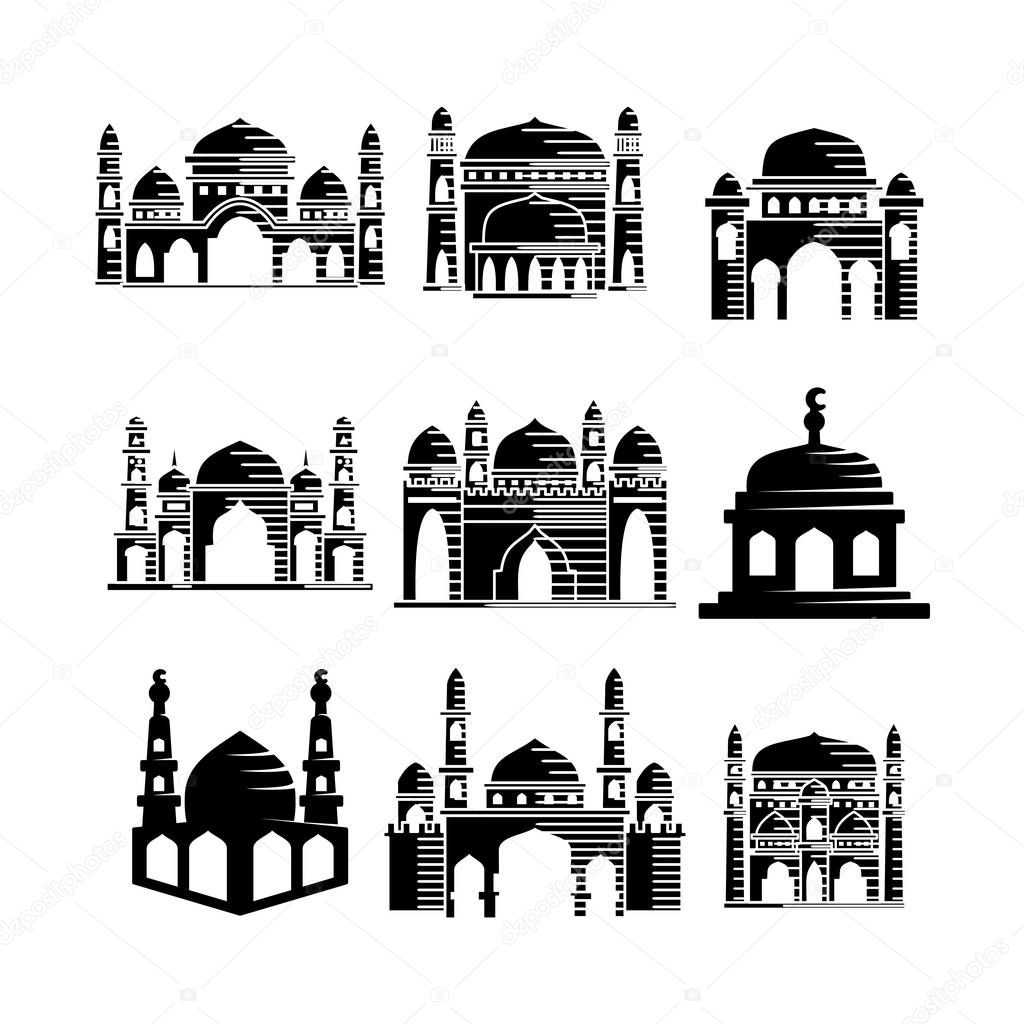 Mosque icon vector Illustration design template Set