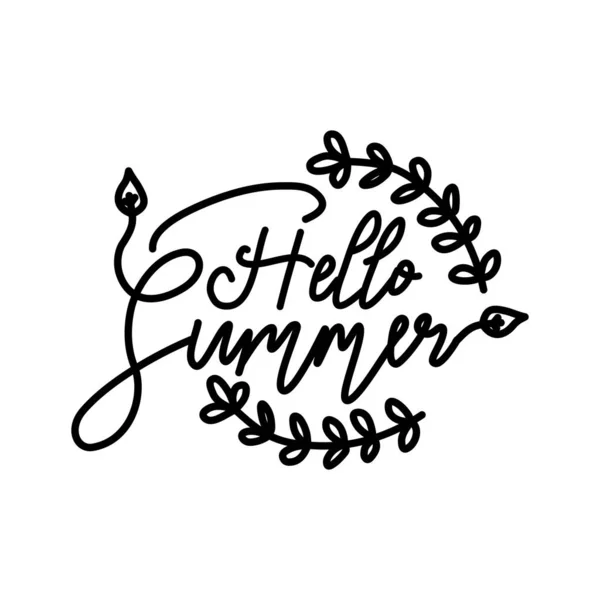 Modèle de conception de texte Hello Summer Script vecteur — Image vectorielle