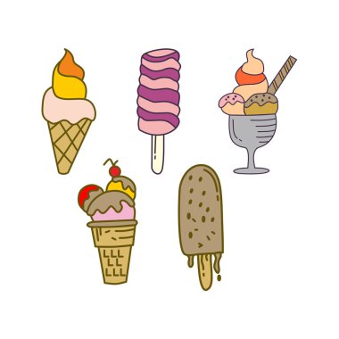 Dondurma Tasarım Düz Şablon Vektör