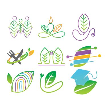 Yaprak Logo tasarım vektör şablon koymak