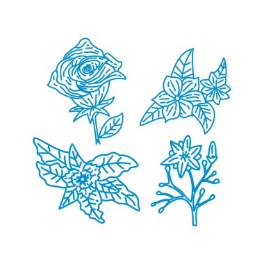 Çiçek Yaprak İllüstrasyon Tasarım Şablon vektör doğrusal