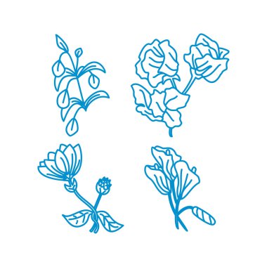 Çiçek Yaprak İllüstrasyon Tasarım Şablon vektör doğrusal