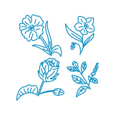 Çiçek Yaprak İllüstrasyon Tasarım Şablon vektör doğrusal