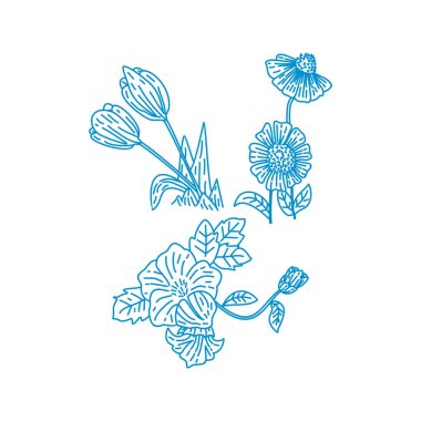 Çiçek Yaprak İllüstrasyon Tasarım Şablon vektör doğrusal