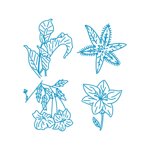 Modèle de conception d'illustration de feuille de fleur vectoriel linéaire — Image vectorielle