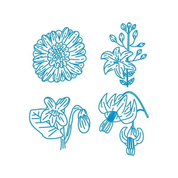 Квітковий лист Ілюстрація Шаблон дизайну Векторні лінійні — стоковий вектор