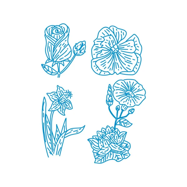 Çiçek Yaprak İllüstrasyon Tasarım Şablon vektör doğrusal