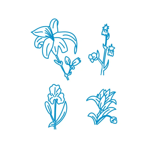 Blomma löv illustration design mall vektor linjär — Stock vektor