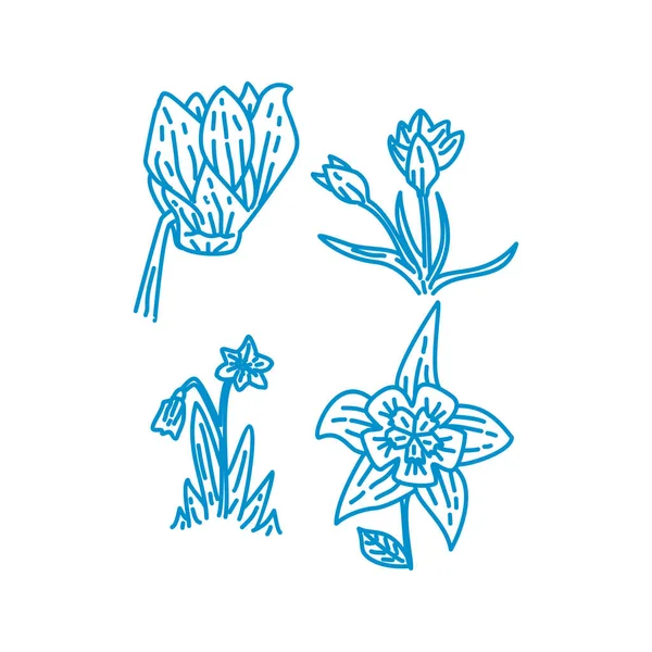 Modèle de conception d'illustration de feuille de fleur vectoriel linéaire — Image vectorielle