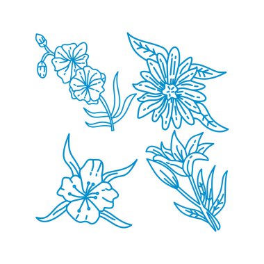 Çiçek Yaprak İllüstrasyon Tasarım Şablon vektör doğrusal