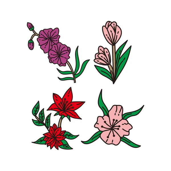 Modèle de conception d'illustration de feuille de fleur vectoriel linéaire — Image vectorielle