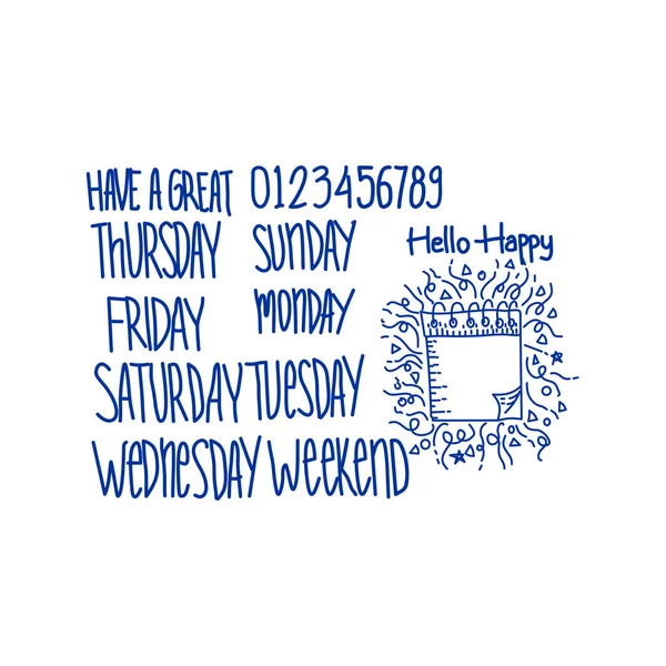 Vector hand lettering set of the days of the week — Stock Vector